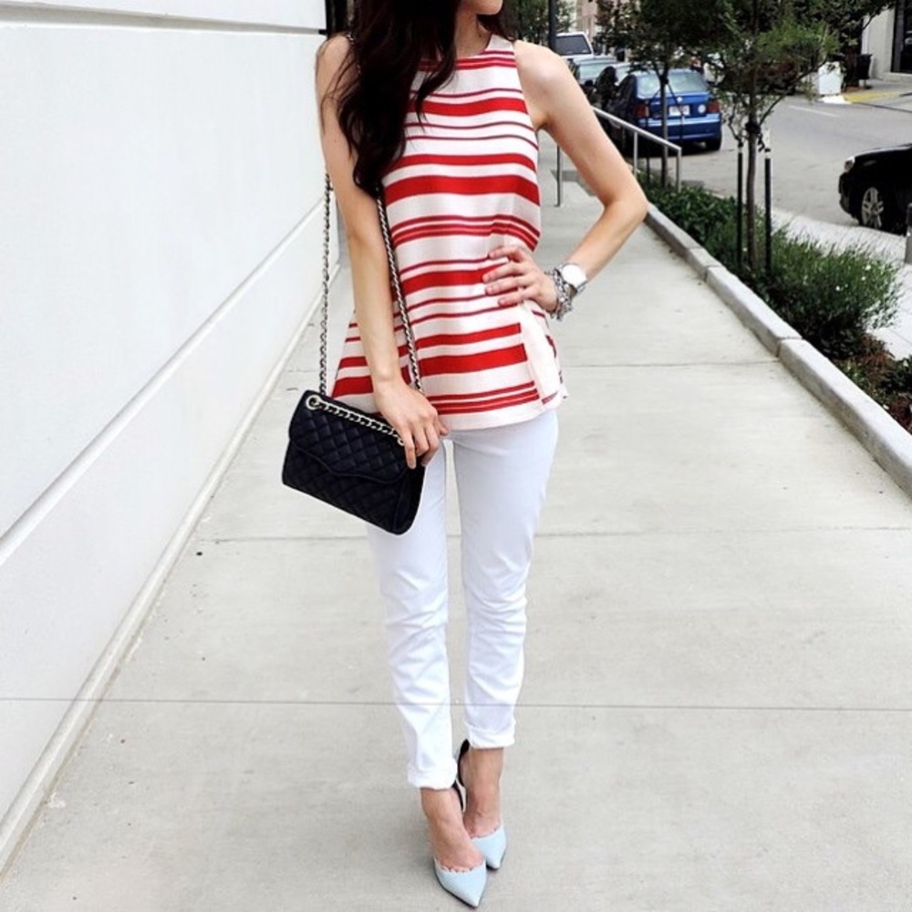 Red and cream striped tank